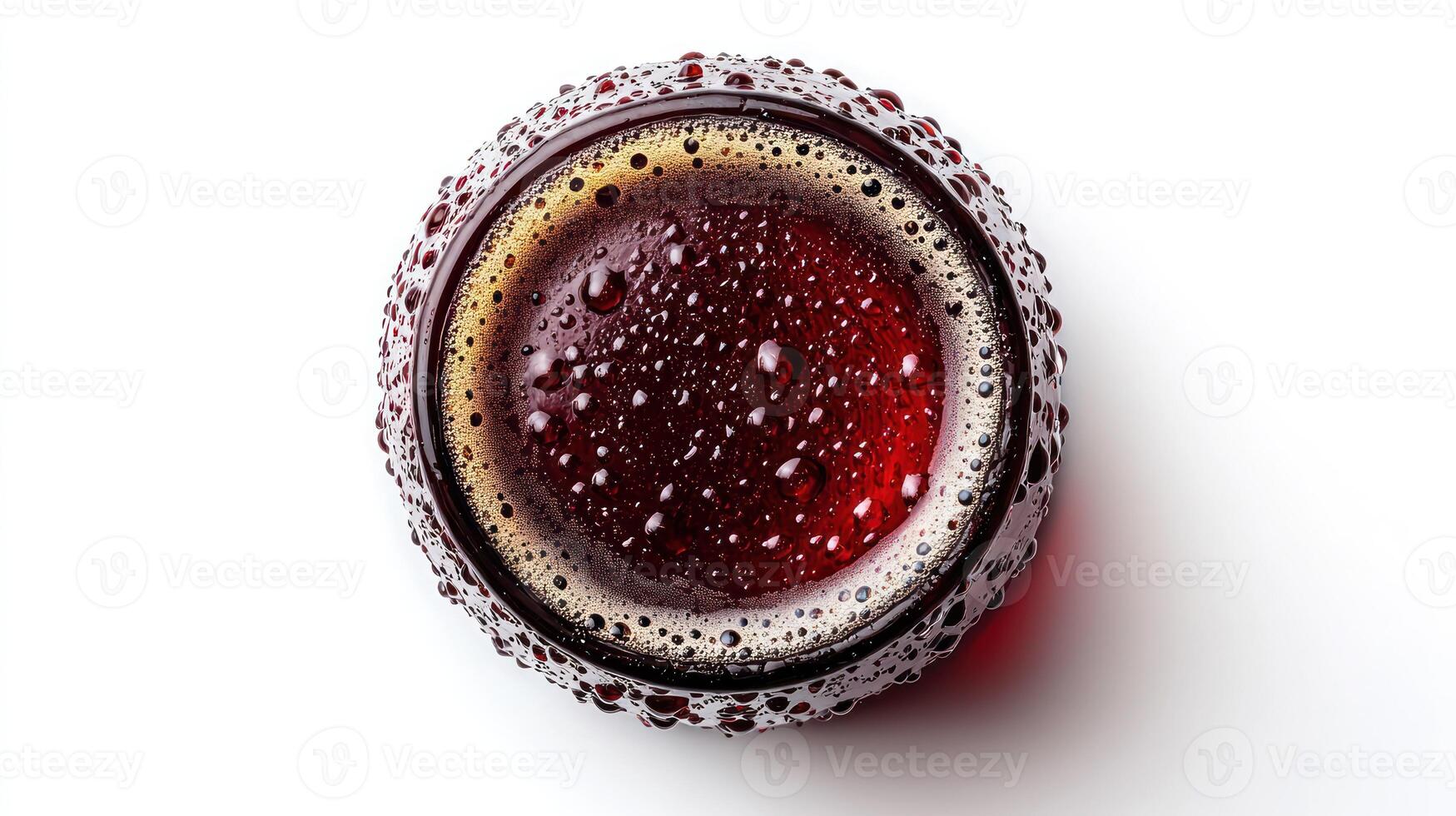 A red liquid is sitting in a glass on a white surface photo