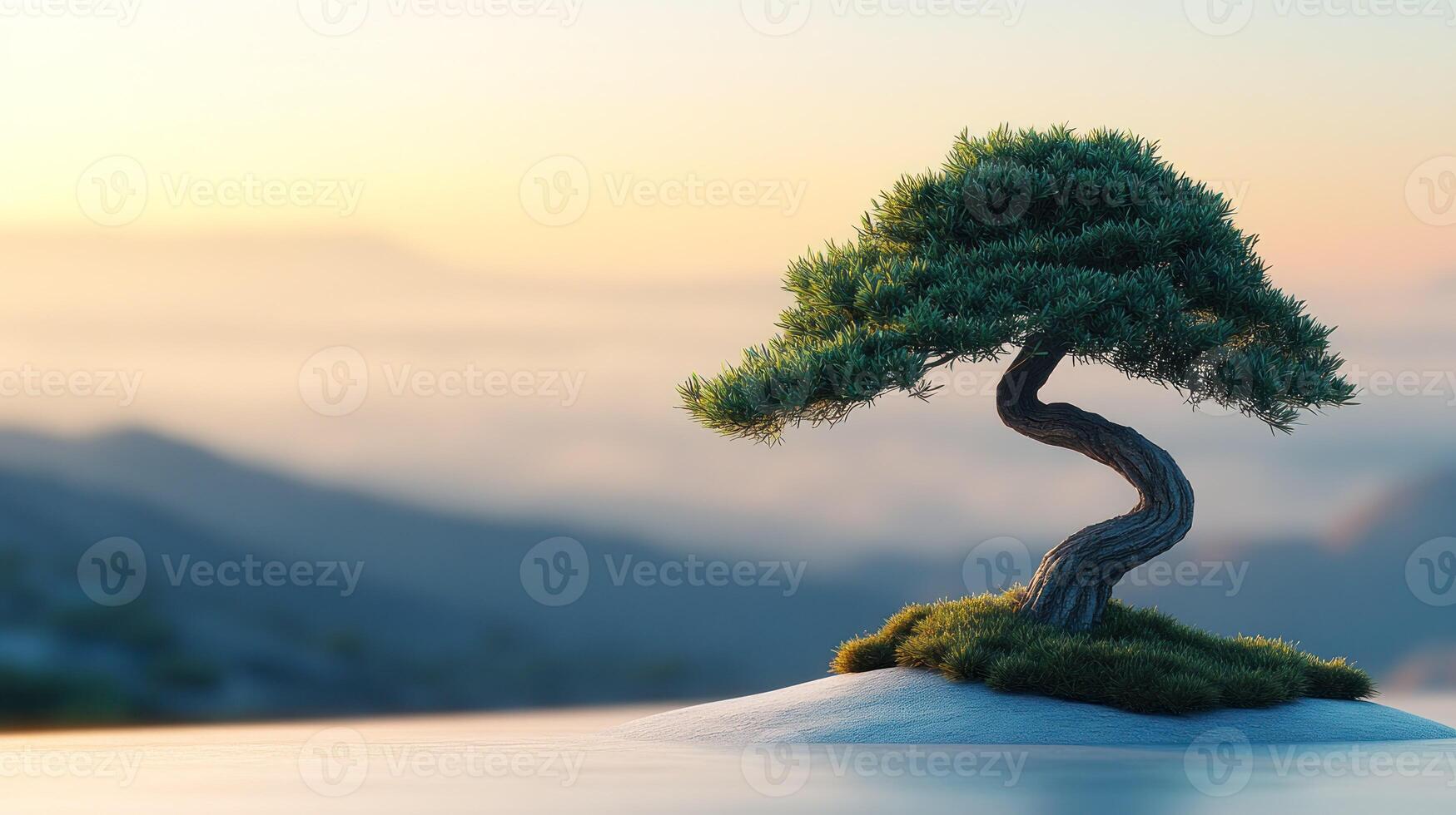 A small tree is sitting on top of a small island photo