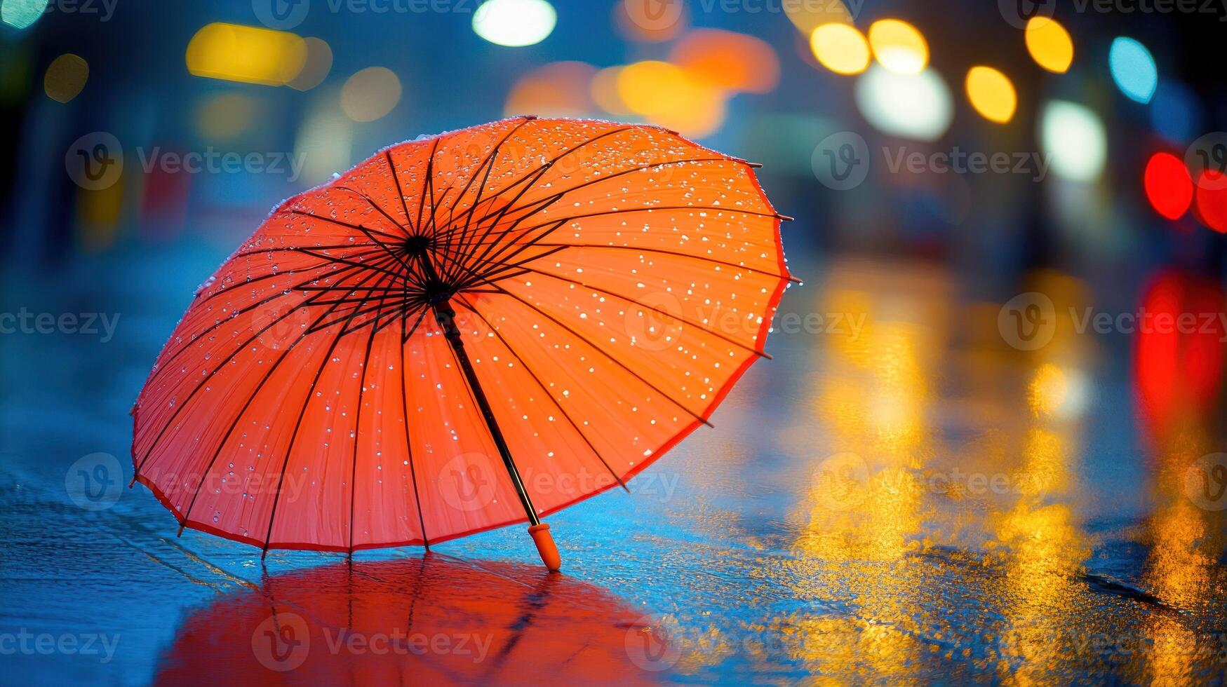 A red umbrella on the ground photo