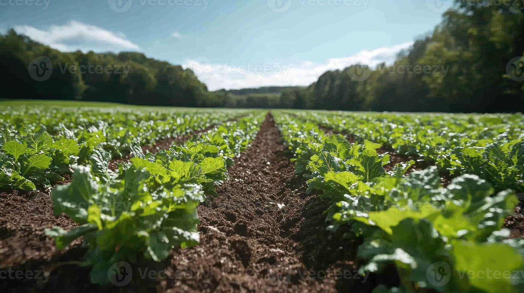 A field of lettuce growing in the middle of a field photo