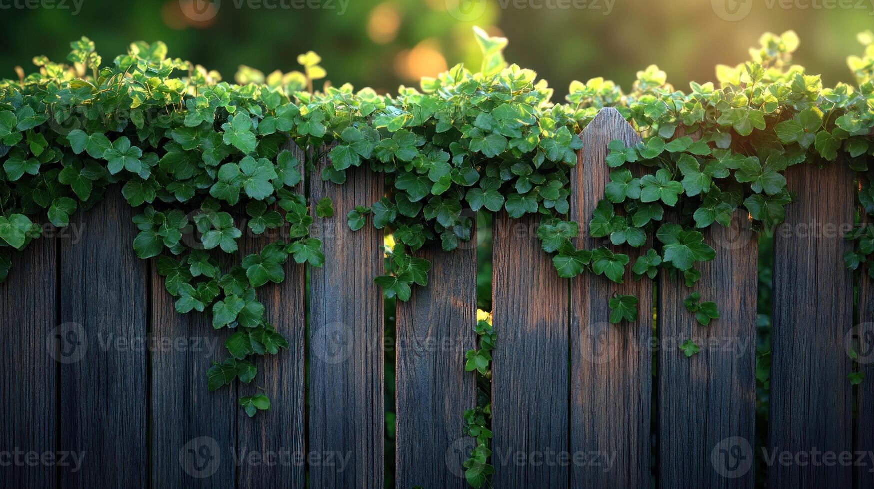 A fence with ivy growing on it photo