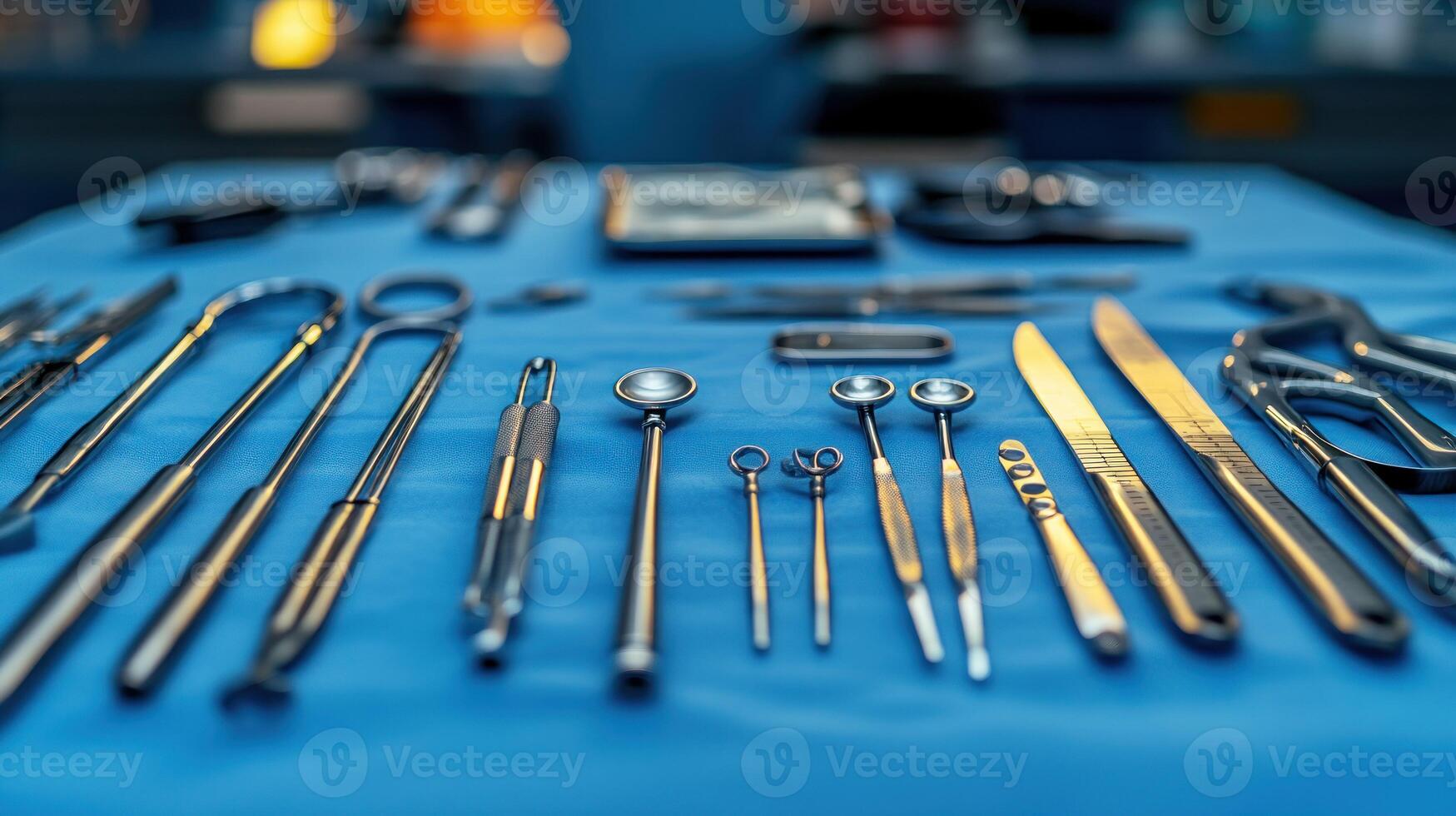 A table with surgical tools on it photo