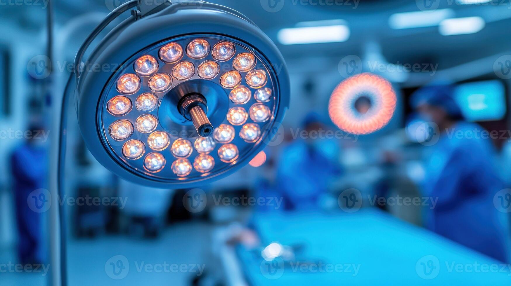 A hospital operating room with lights on photo
