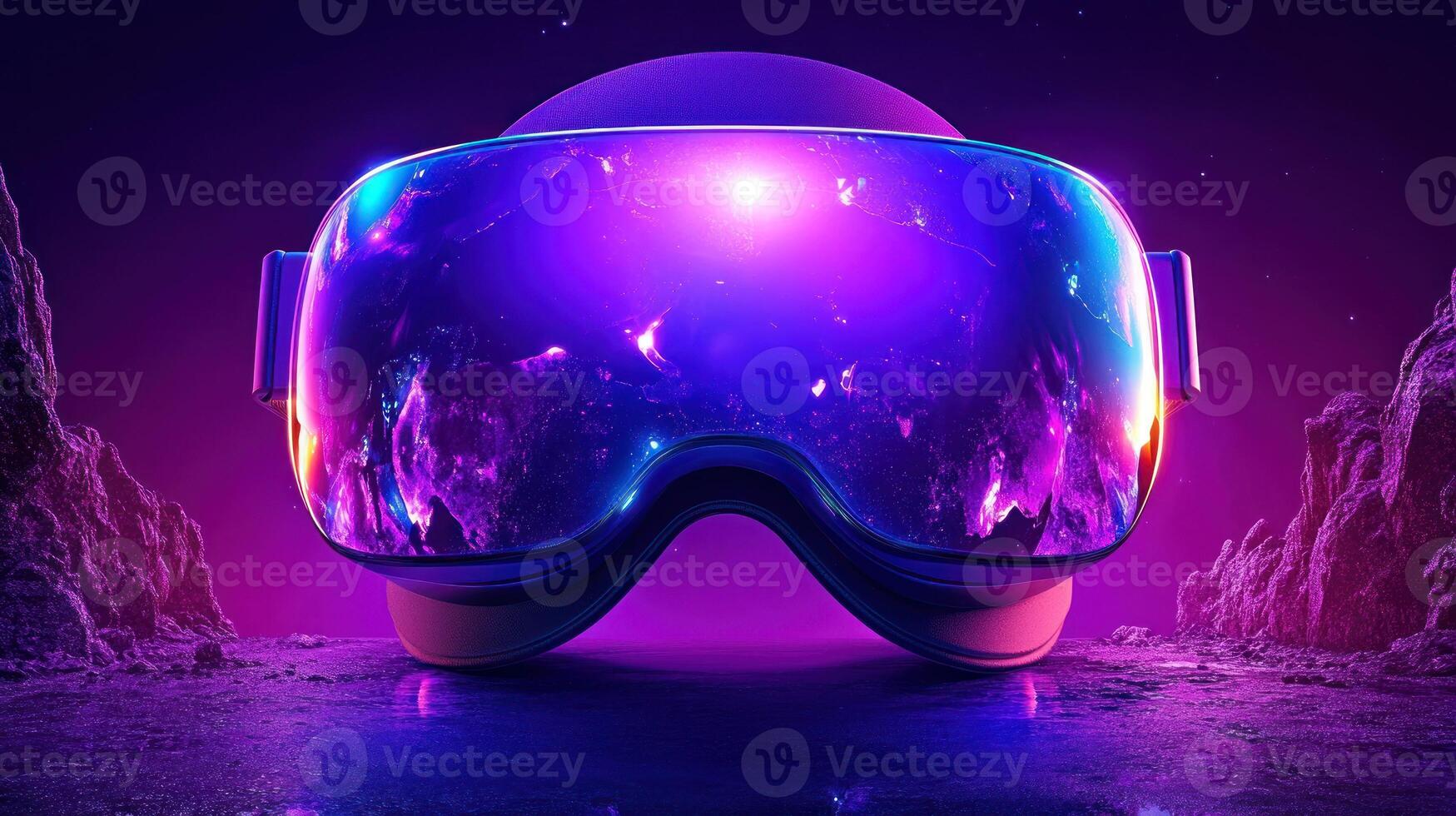 A helmet with purple lights on it photo