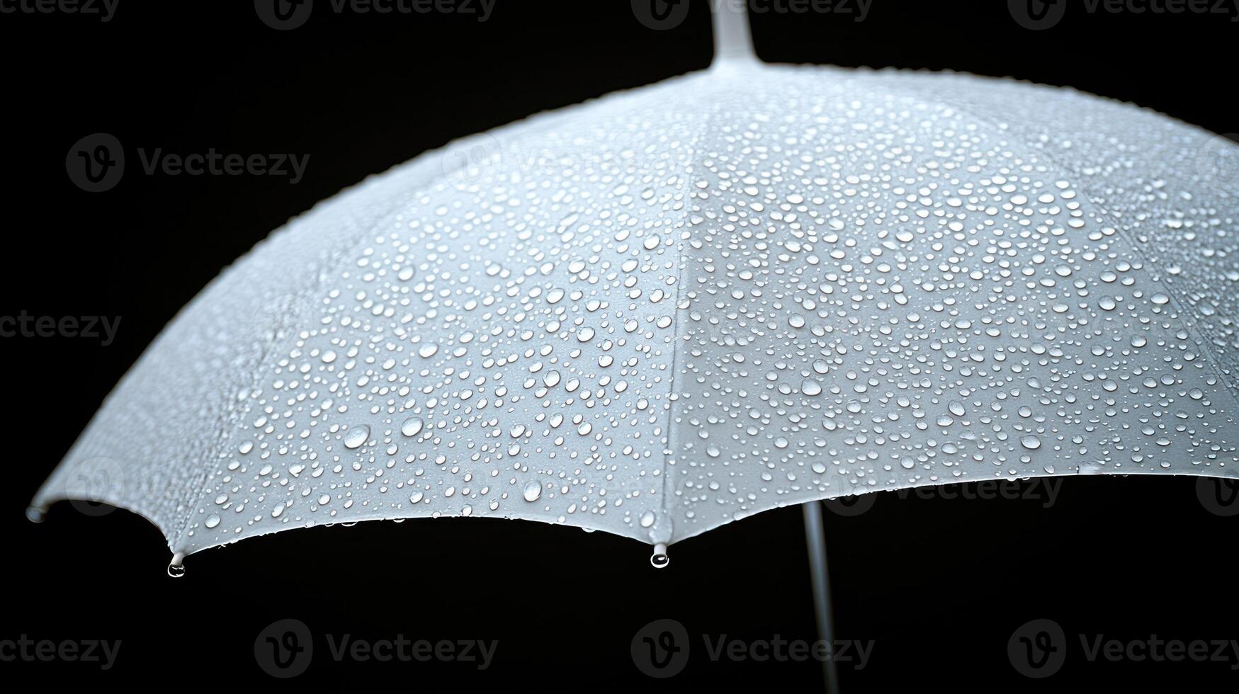 A white umbrella with water droplets photo