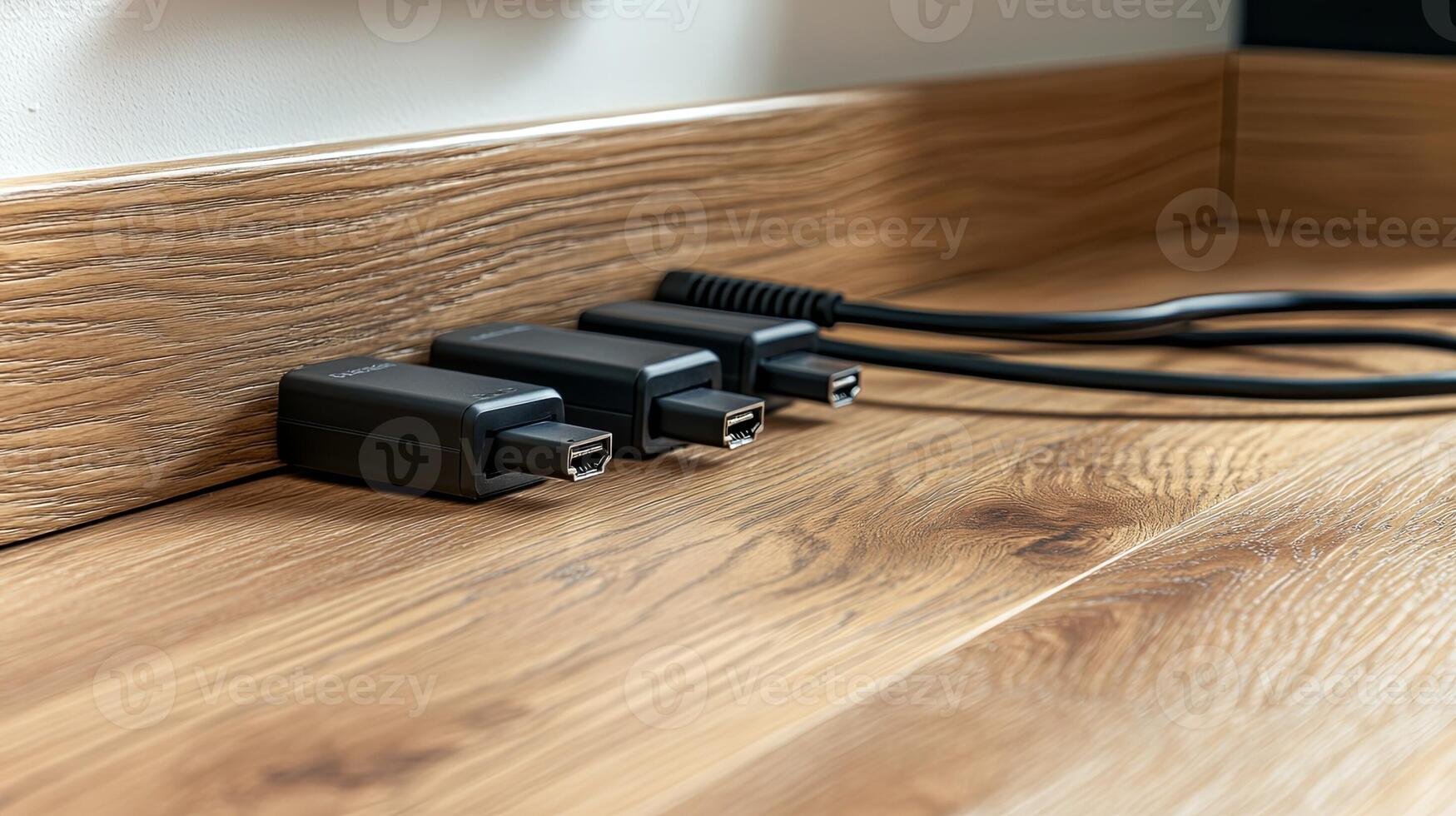 A wall with a power strip plugged into it photo