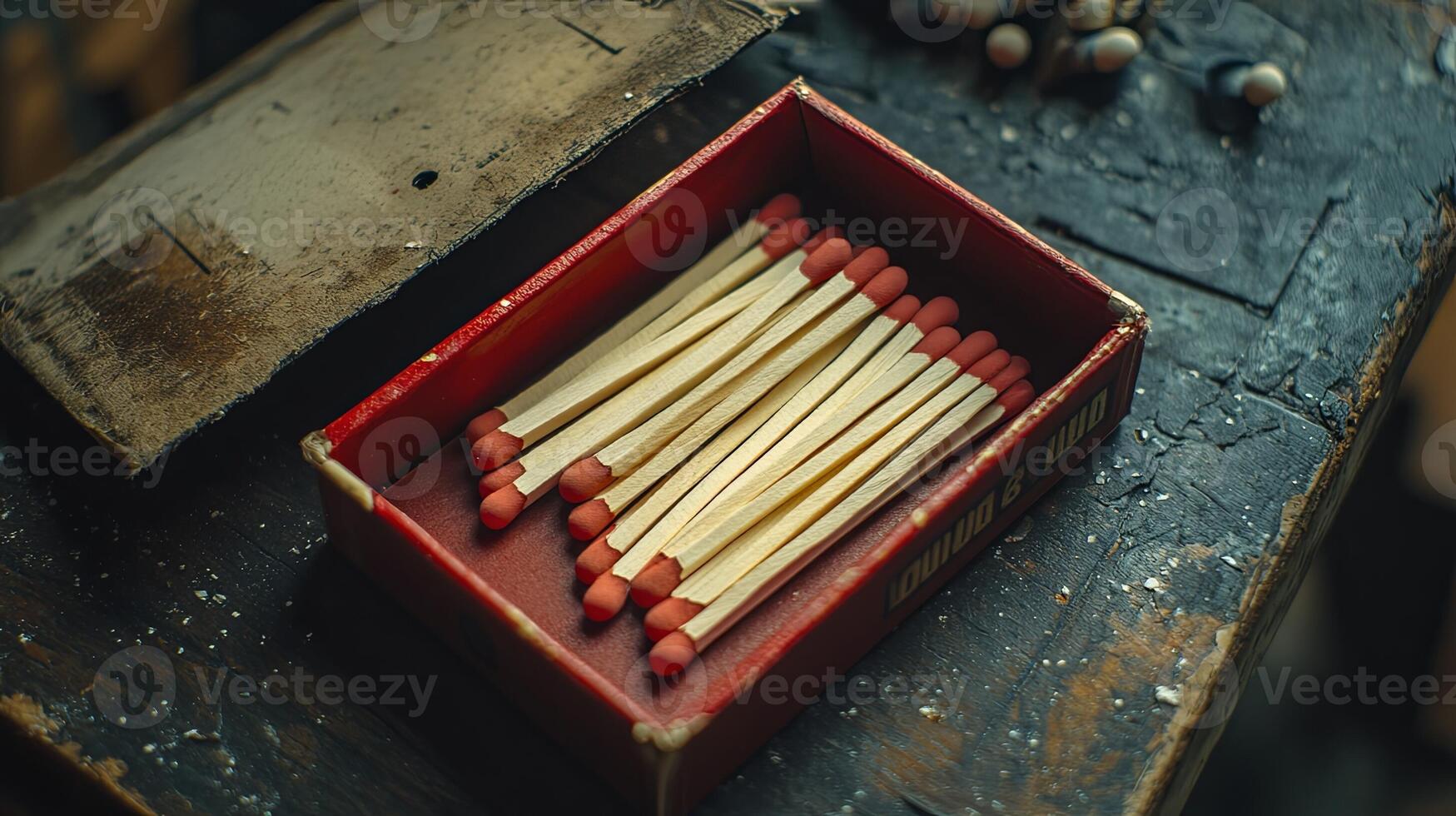 A box of matches sitting on a table photo