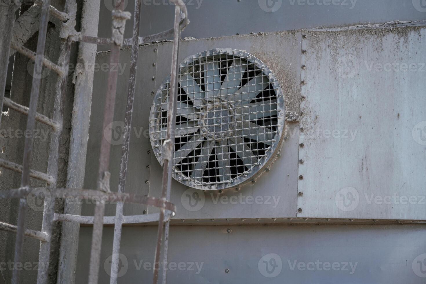 Industrial, fan, on a large metal,, ventilation system photo
