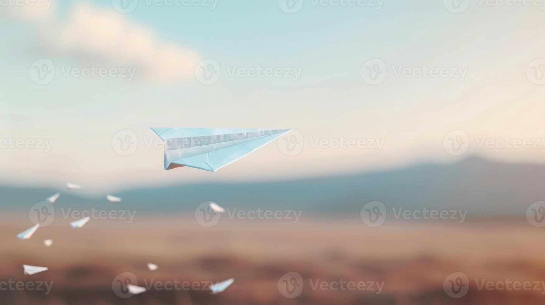 Paper airplane flying in the sky photo