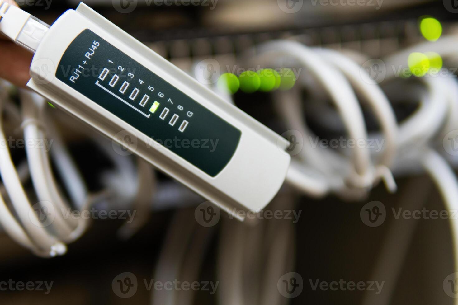 Network switch and ethernet cables,Data Center Concept. photo