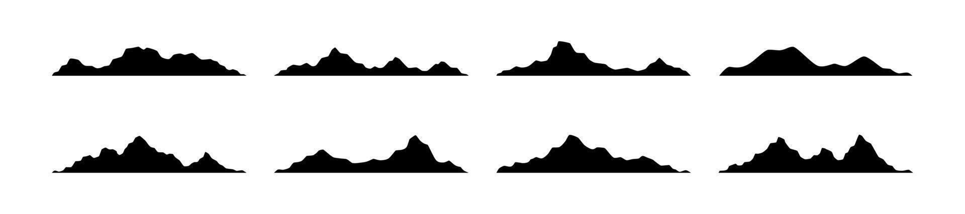 Mountain range silhouette collection. Silhouetted mountain landscapes set vector
