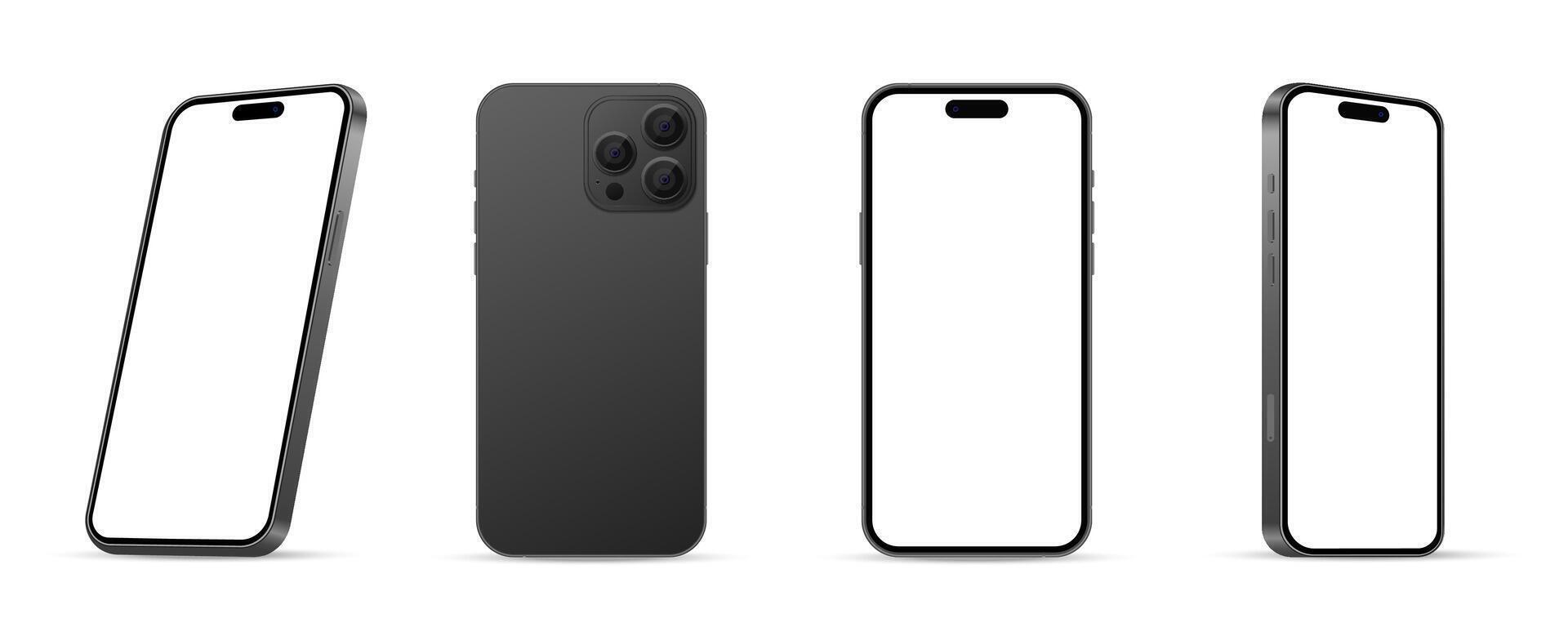 Mobile phone device realistic set. Smartphone mockup collection. vector