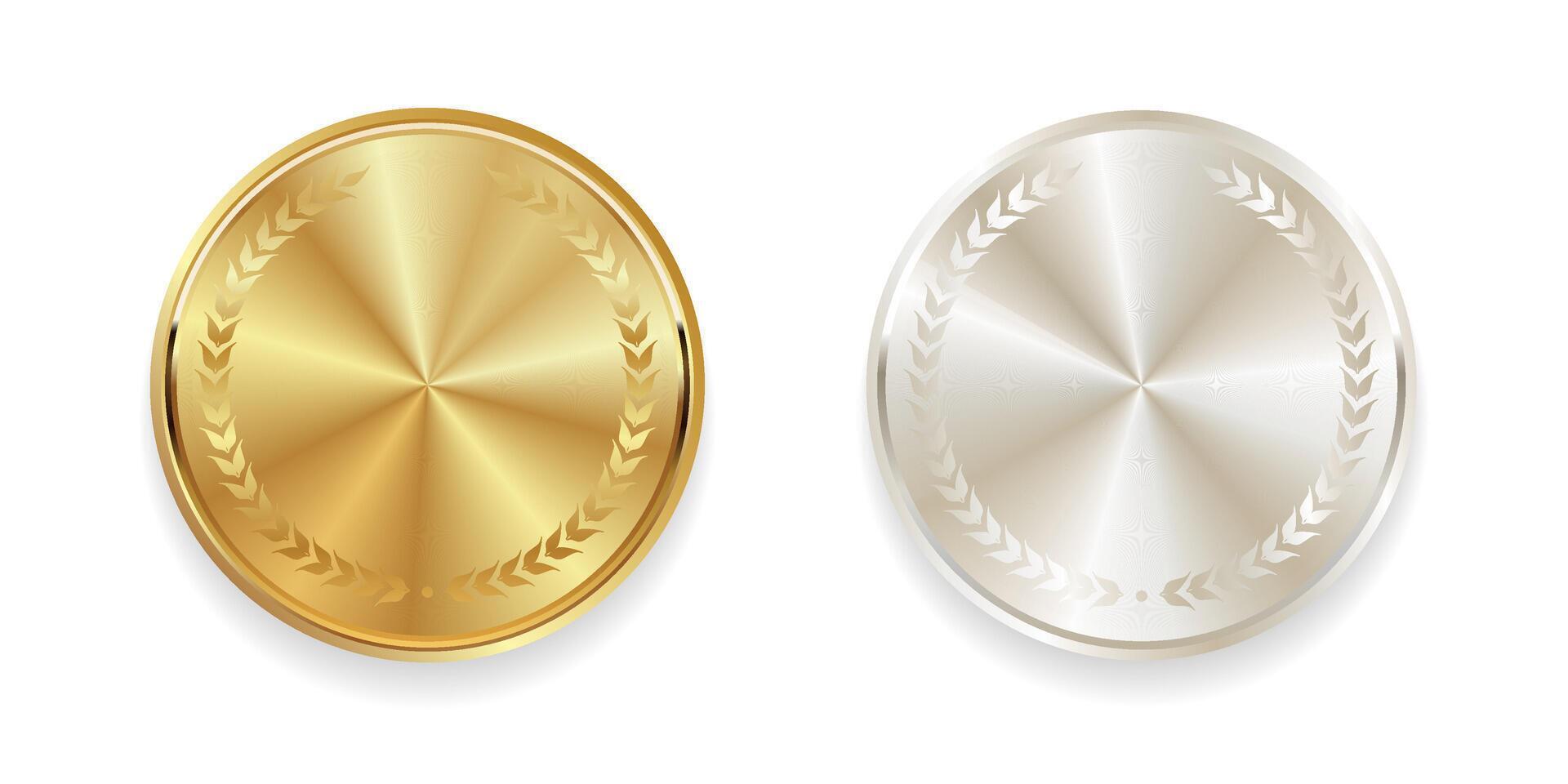 Golden and silver medals realistic glossy illustration vector