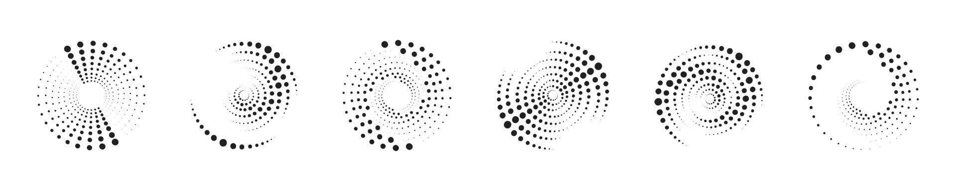 Circles in spiral abstract design element collection. Spiral circle patterns for abstract designs vector