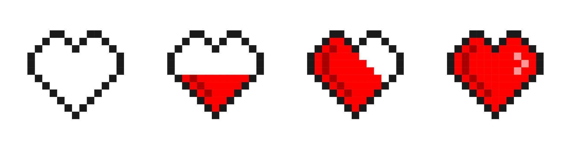 Heart pixelated health indicator illustration collection vector
