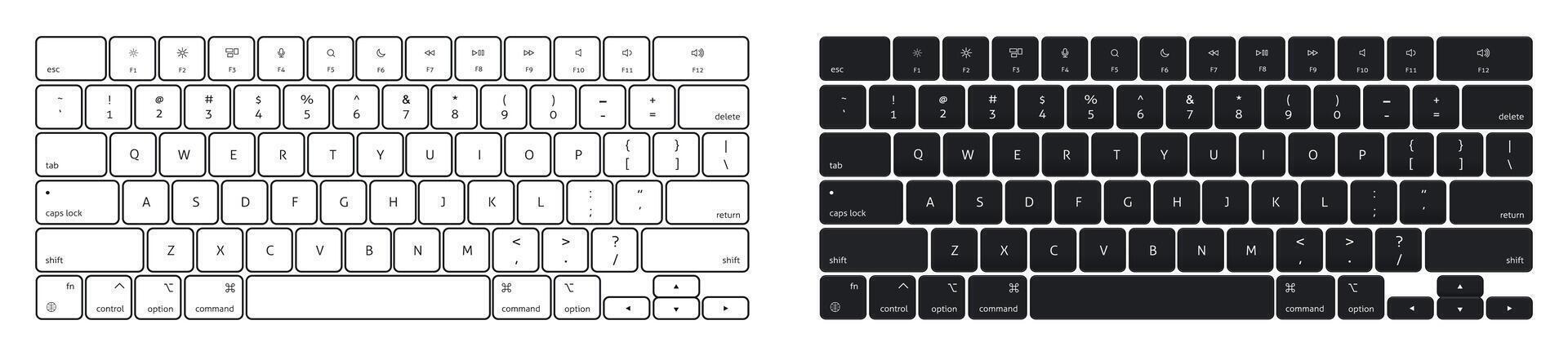 Computer keyboard outline and flat template. vector
