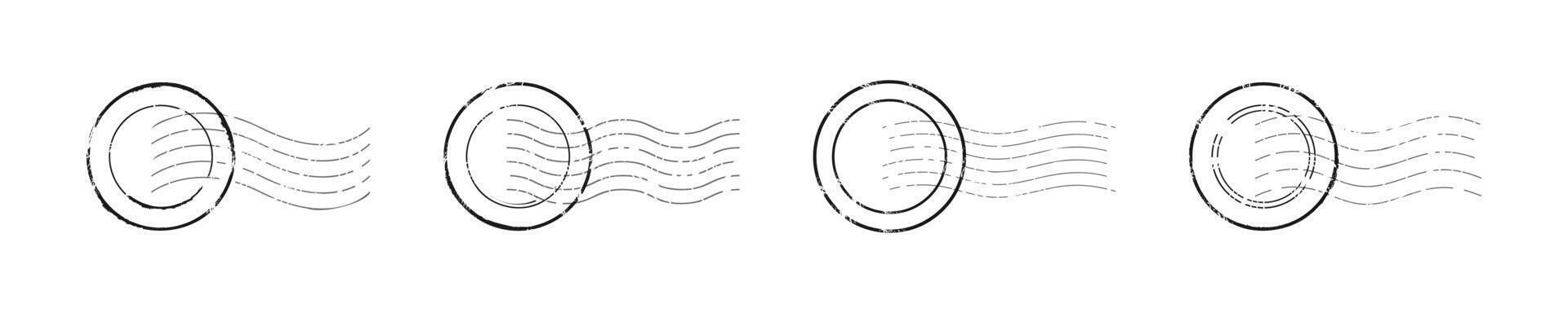Postal stamps with waved lines grunge collection vector