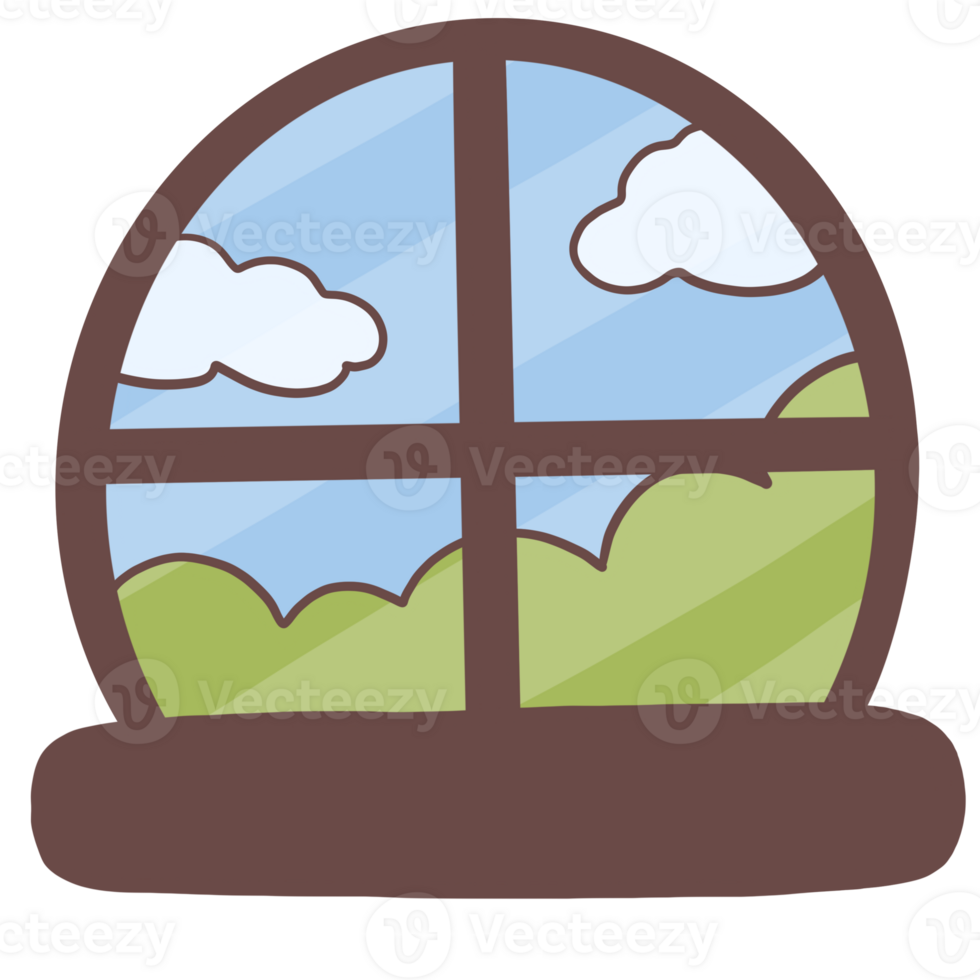 window with a view of the sky and clouds png