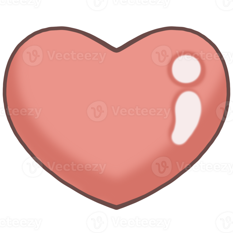 Cute pink heart icon with white shadow png