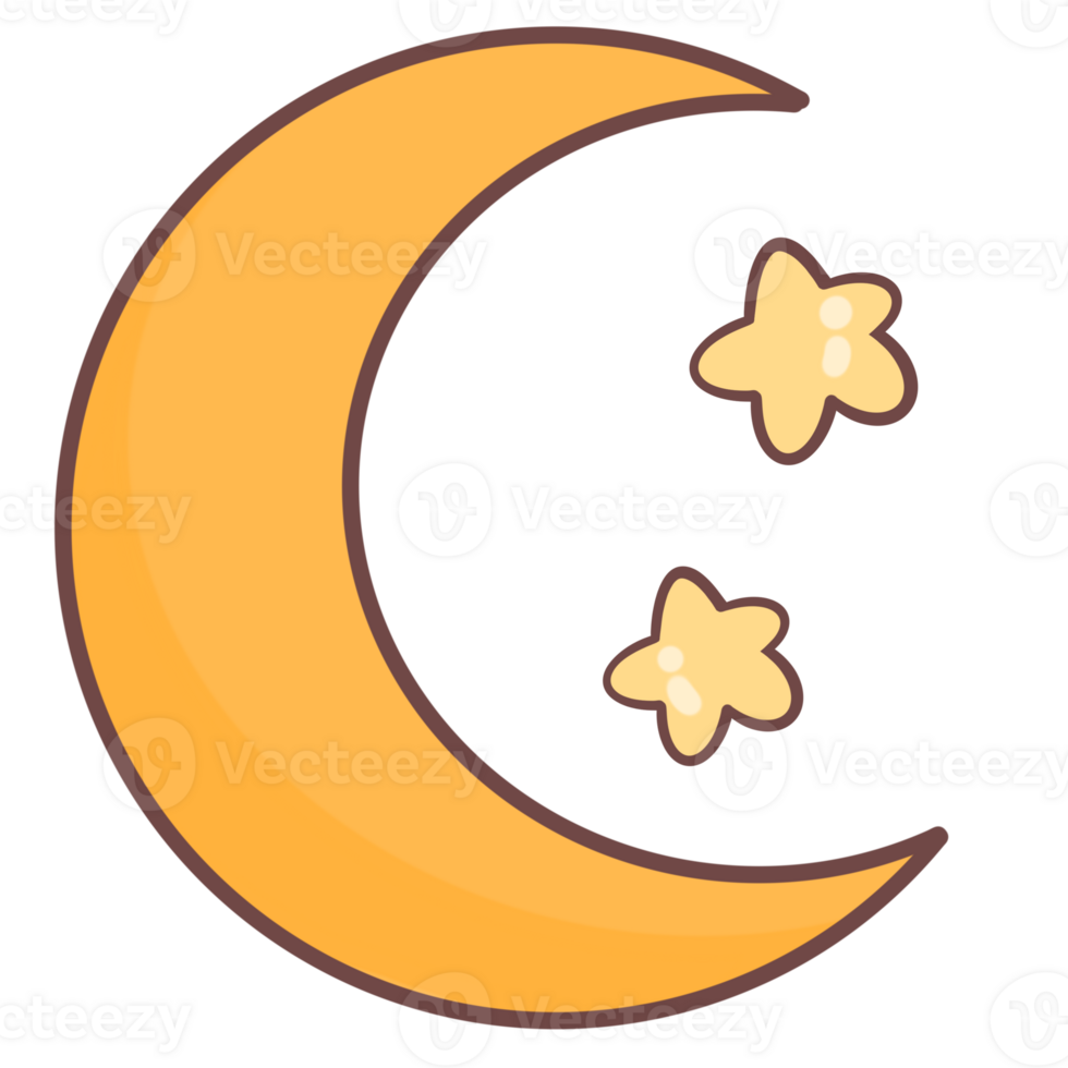 crescent moon with stars clipart png