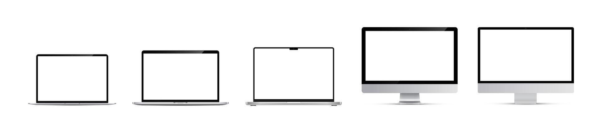 Modern device set. Laptop and monitor screen collection. vector