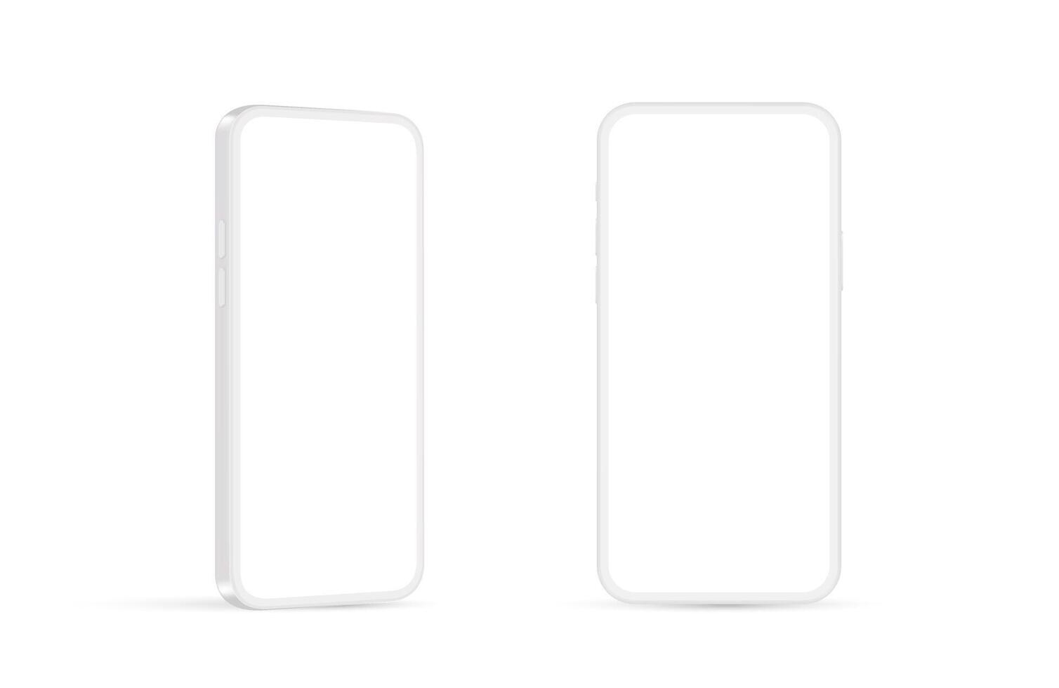 White phone mockup blank collection vector