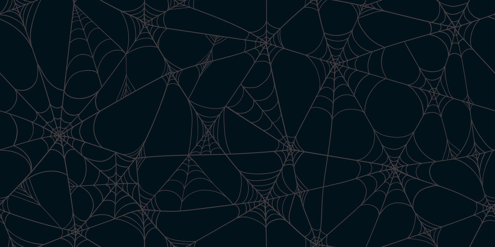 Halloween Pattern with Outline Scary Spider Web Frame in Hand Drawn Style. Doodle arachnid web perfect for cards, party invitations, web vector