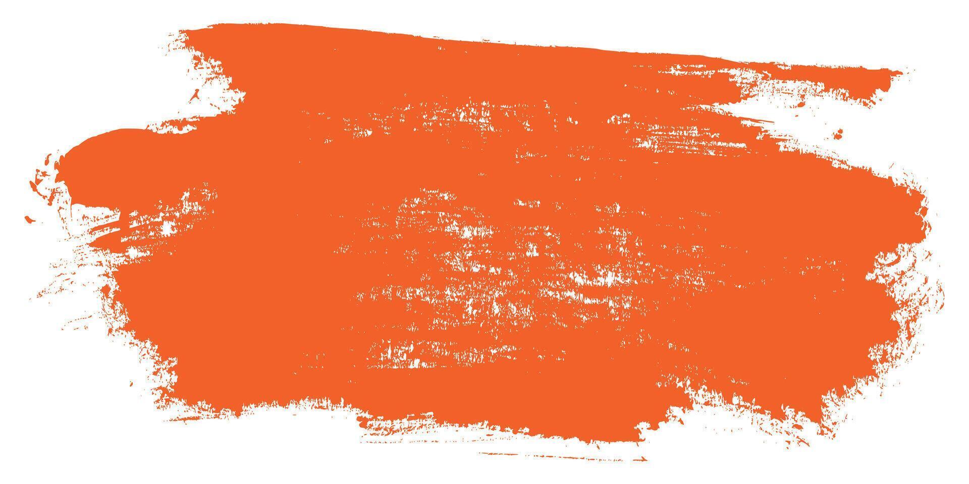 Orange Hand Drawn Grunge Ink Brush Stroke. Creative abstract paintbrush line with rough edges. Stain for backdrops. Freehand doodle line borders. Black splashes vector