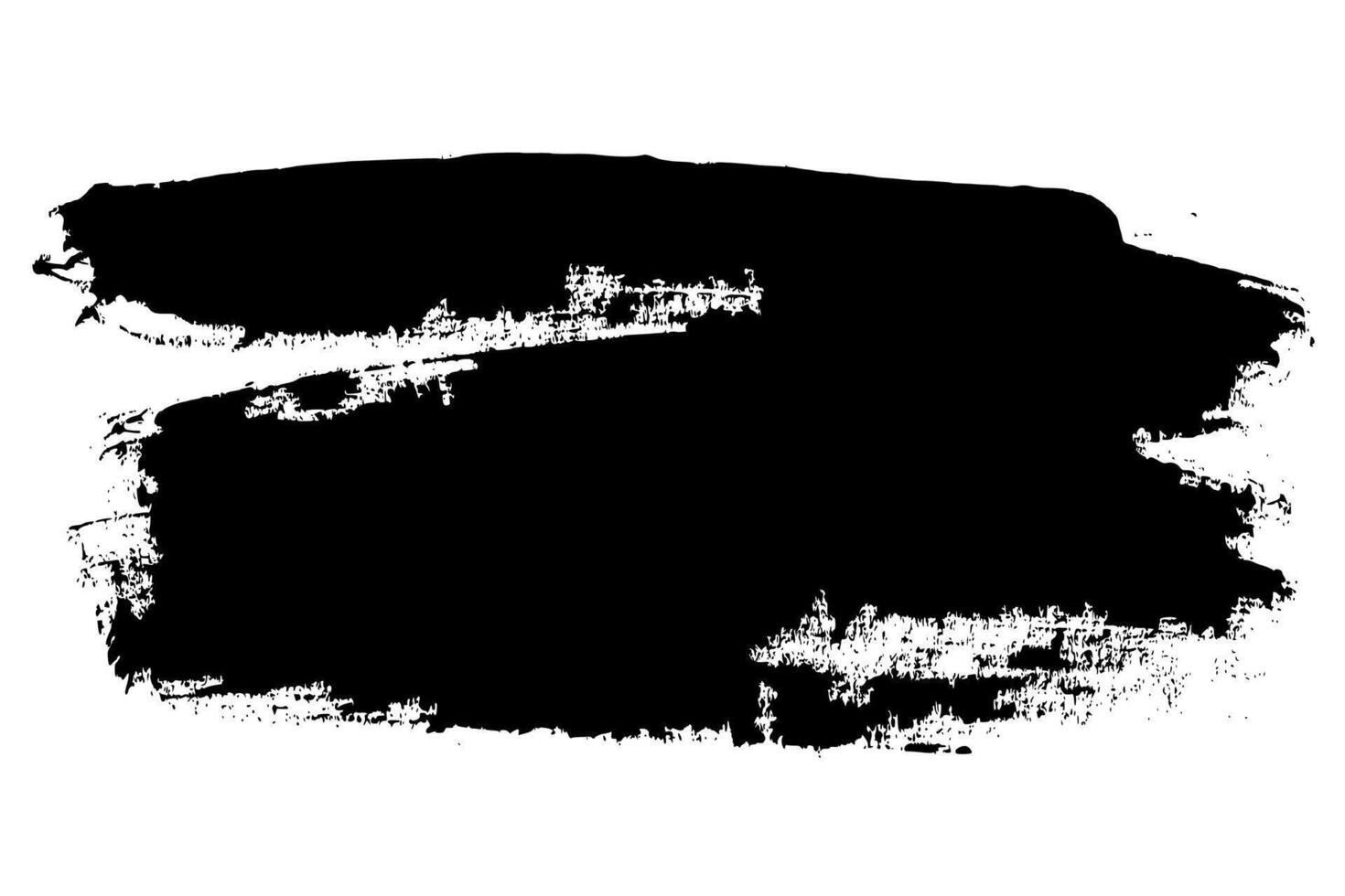 Abstract Black Hand Drawn Grunge Ink Brush Stroke. Creative paintbrush line with rough edges. Stain for backdrops. Freehand doodle line borders. Black splashes vector