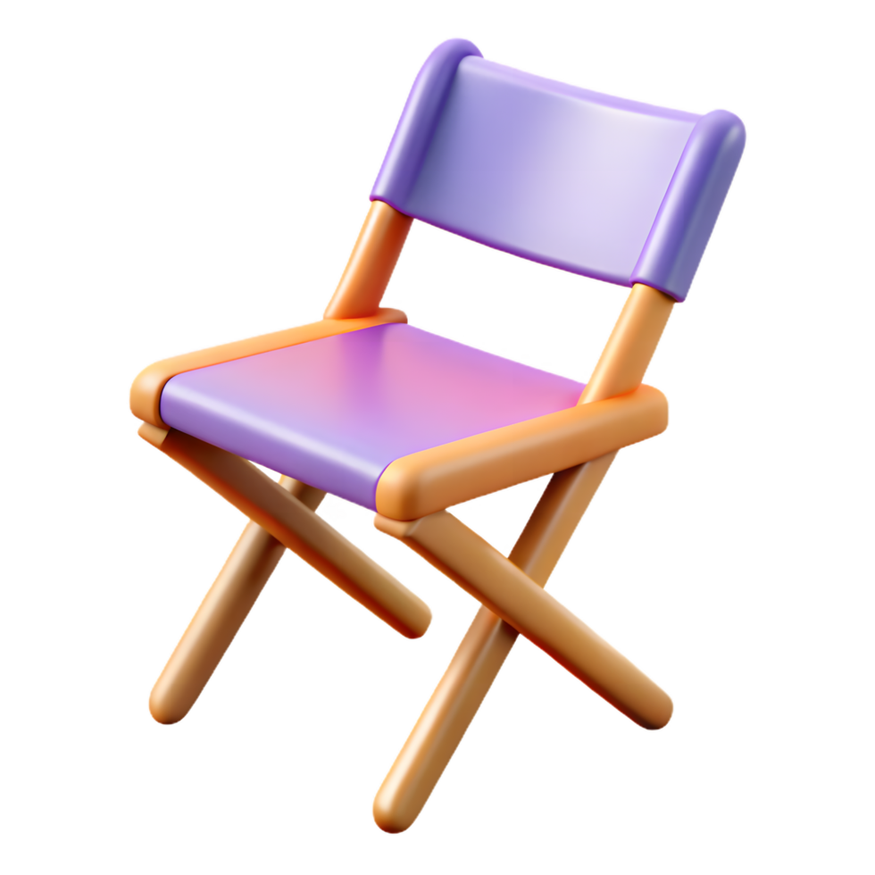 3D Render of a Foldable Chair with Pastel Colors in an Isolated Setting png