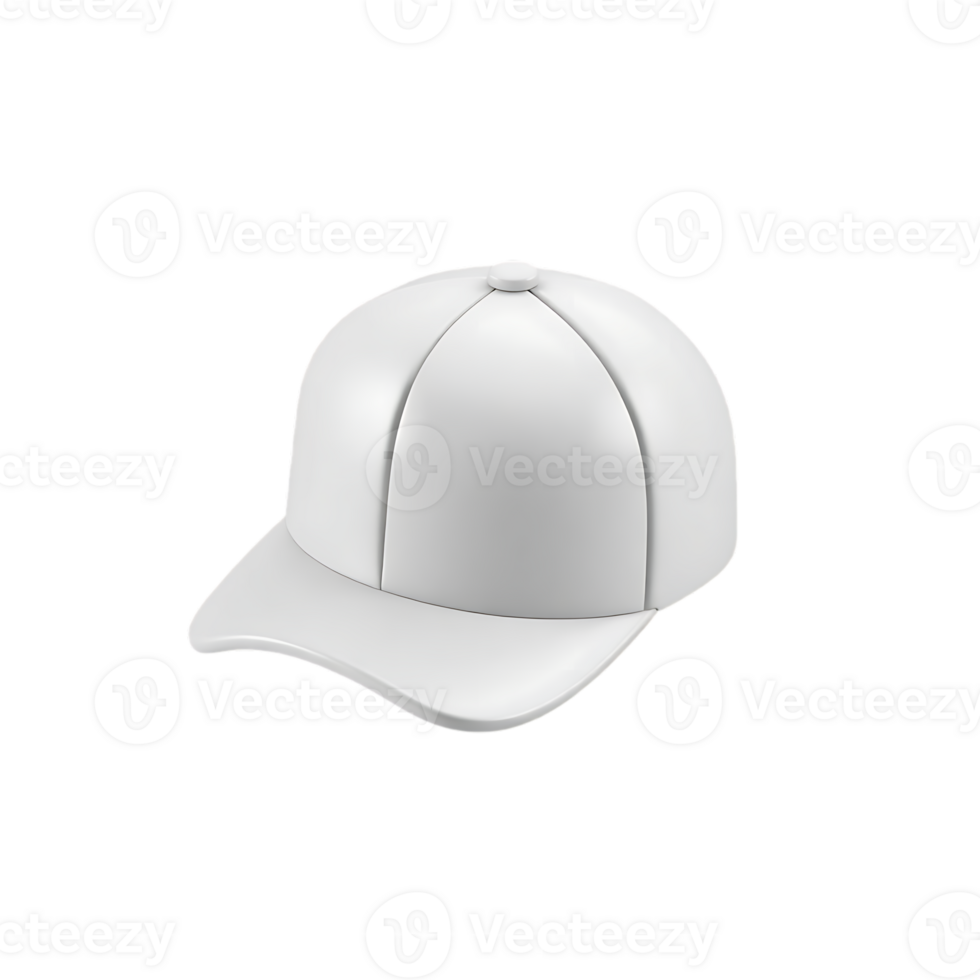 White baseball cap isolated 3d object. png