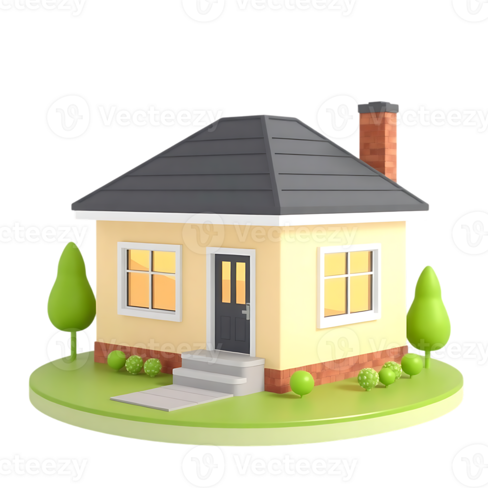 3D house with garden. png