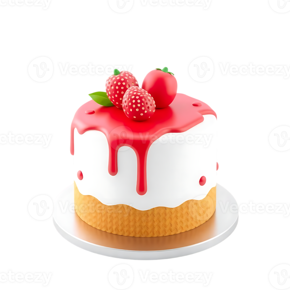 Chocolate cake with strawberry on circular object. png