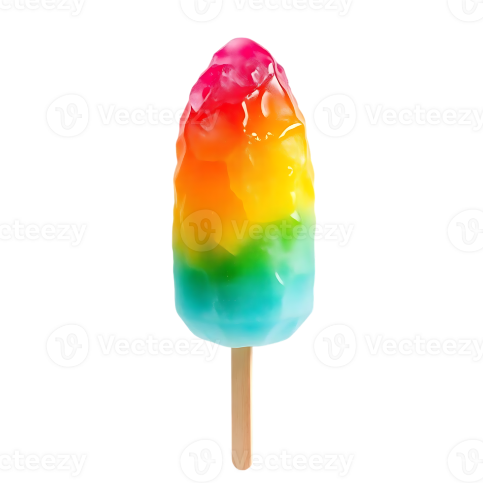 colorful ice cream on a stick with colorful effect. png