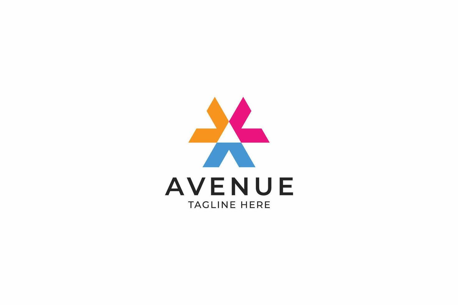 Modern Geometric Avenue Logo with Colorful Arrows Representing Direction and Brand Identity vector