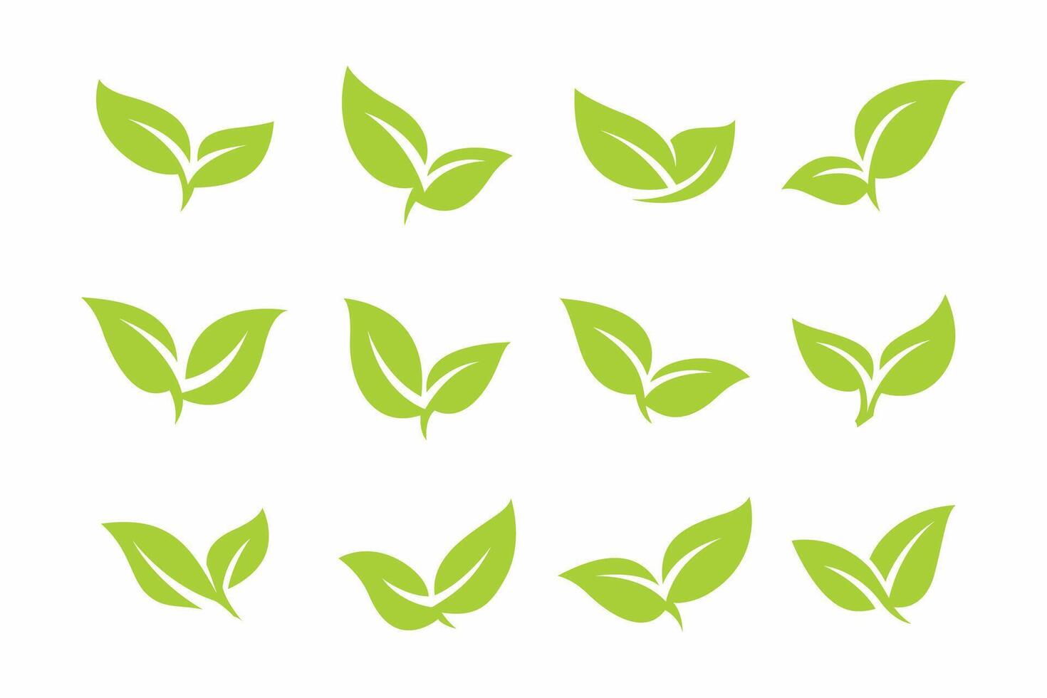 Set of Green Leaf Icons Eco Friendly Labels, Organic Growth, and Sustainability vector
