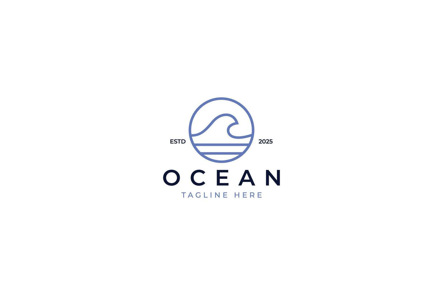 Minimalist Ocean Wave Logo Representing Surf, Beach, and Coastal Adventure vector