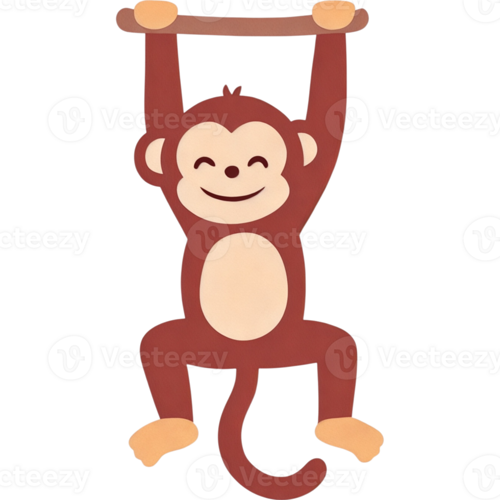Cartoon Swinging Monkey with Tail png