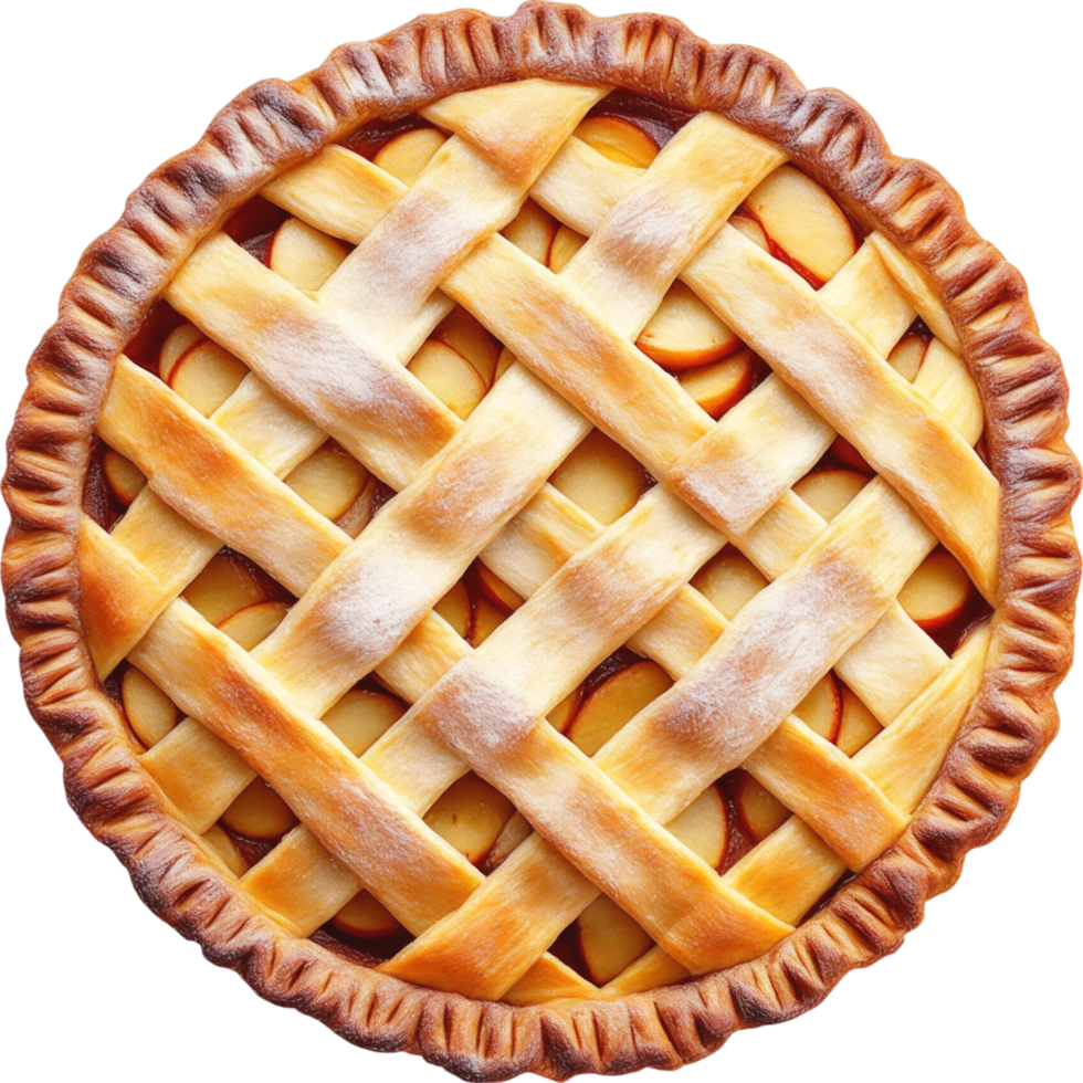 Lattice Crust Apple Pie with Golden Brown Finish png