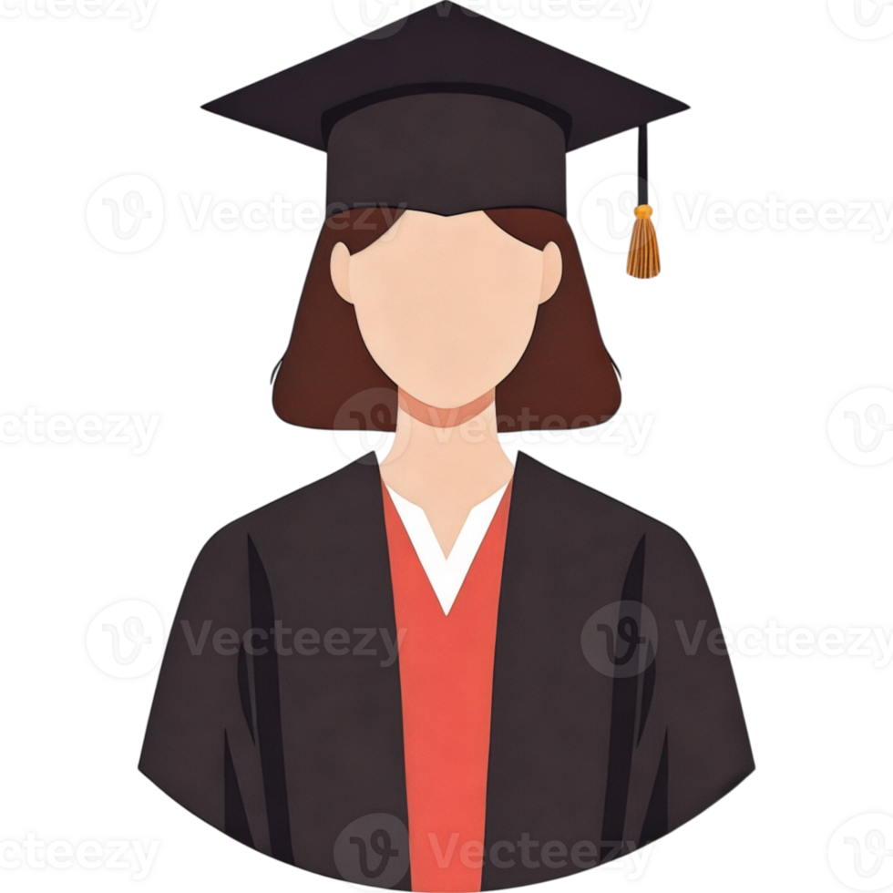 Graduate with Black Cap and Red Gown png