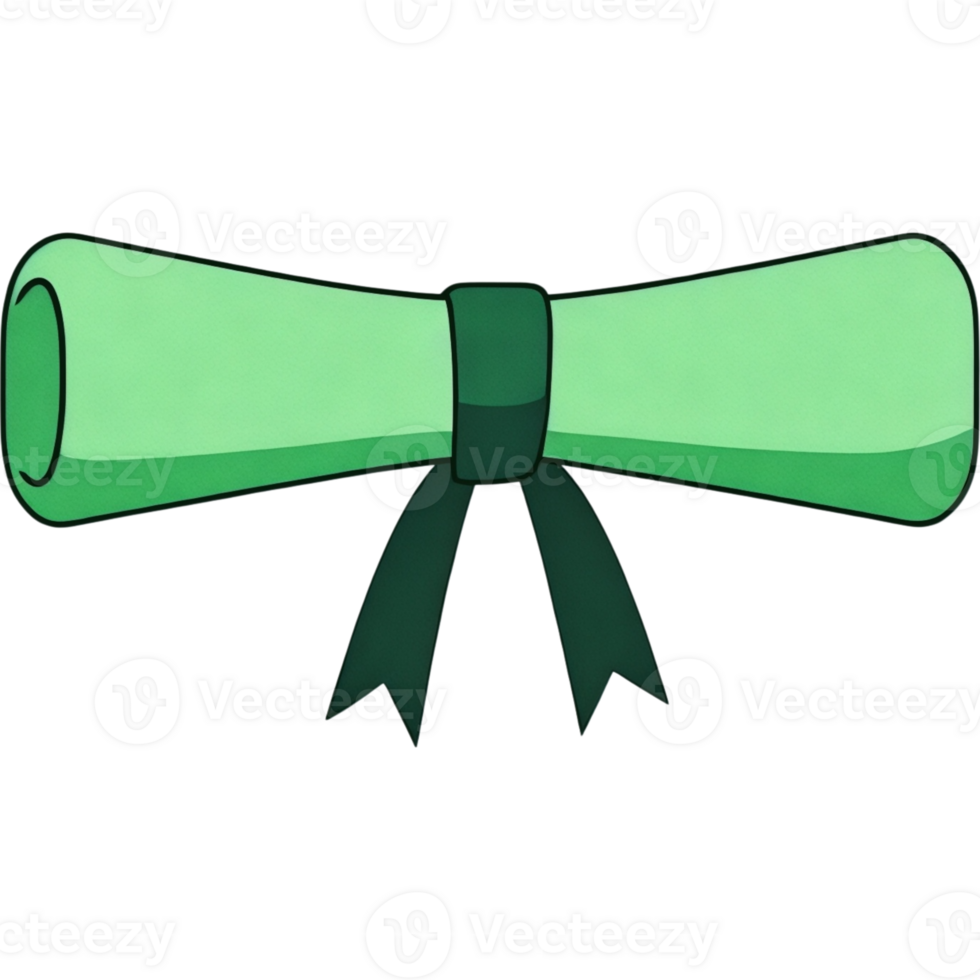 Tied Green Diploma with Ribbon png