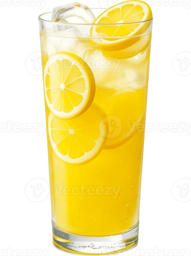 Refreshing Lemonade with Lemon Slices and Ice png