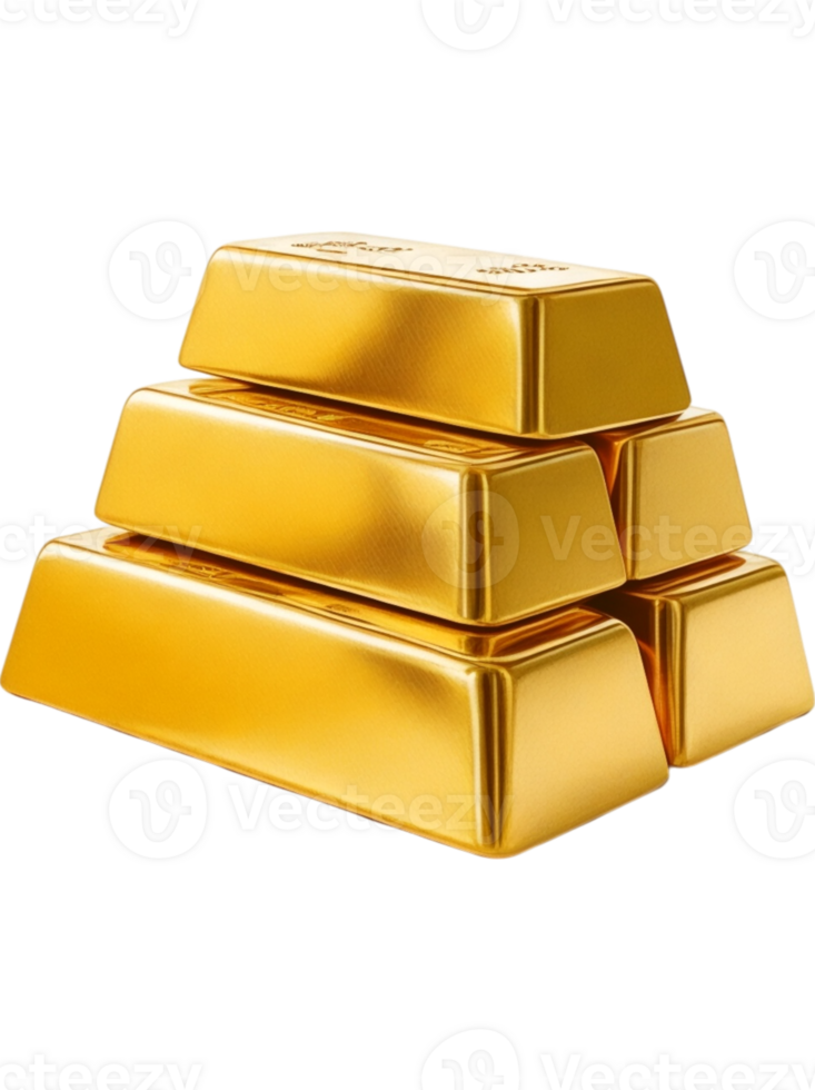Stack of Five Shiny Gold Bars png