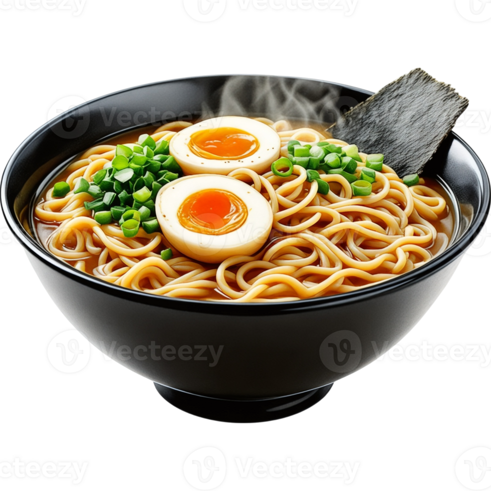 Japanese Ramen Bowl with Egg Seaweed and Broth png