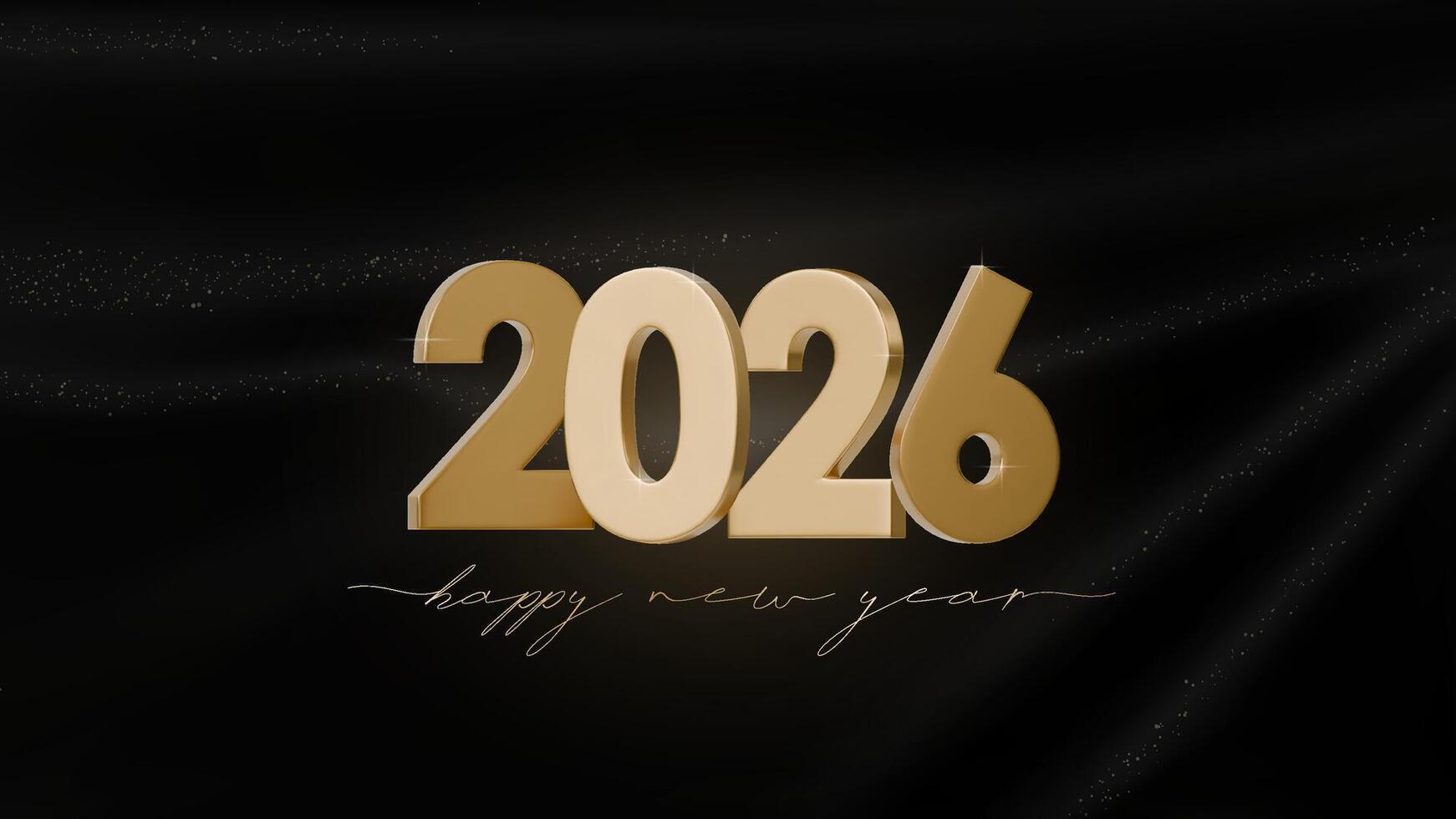 Happy new year 2026. 3D . Festive design with golden number on a background of black fabric. Luxury design for Christmas and New Year. Holiday celebration banner vector