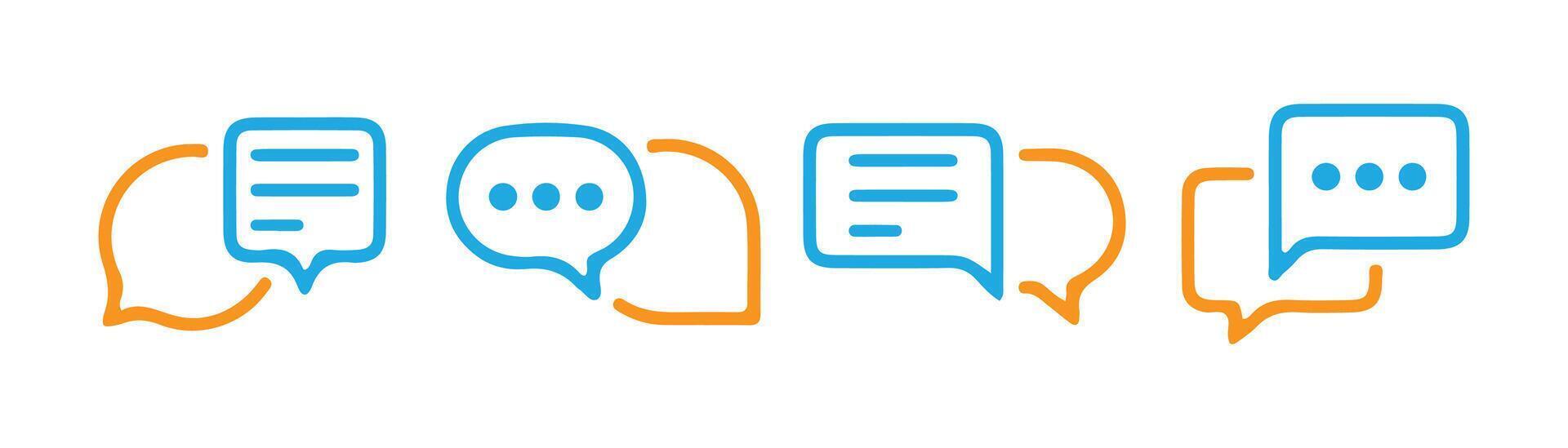 blue chat icon set vector