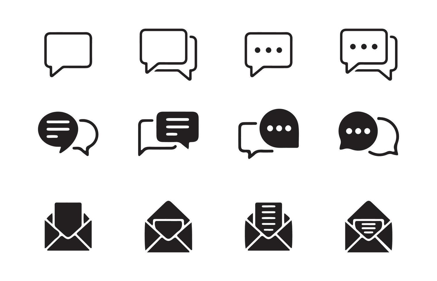 Line art message, email icon vector
