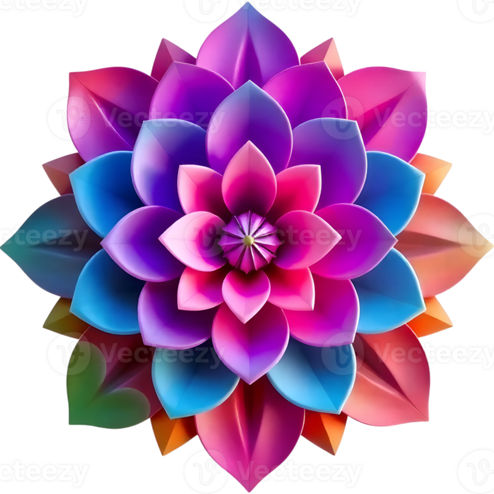 Purple Dahlia with Multicolored Layered Petals png