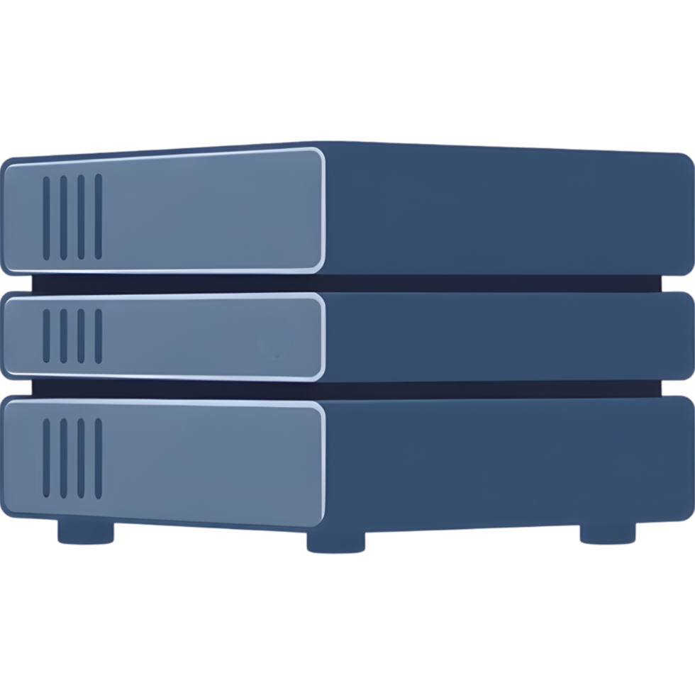 Stacked server setup icon with multiple blade servers png