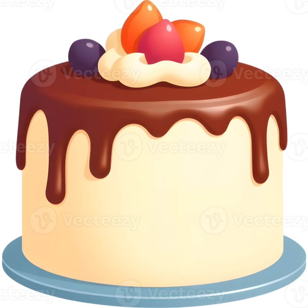 Decorated cake with fruits and cream png